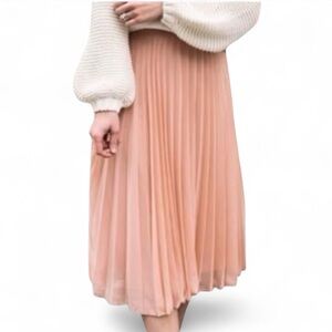 Who What Wear Peach Pleated Midi Skirt